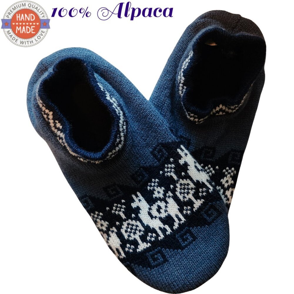 ALPACA Hand Knit Warm Bootie Slipper Socks Cushion Insole Adult Size 5-11 NWT